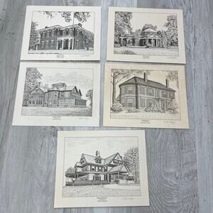 International Archives Etchings Of Homes Of United States Presidents 5 Etchings